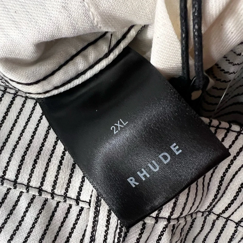 Rhude Pinstriped Front Pocket Pants White Black Men’s 2XL - Picture 7 of 9